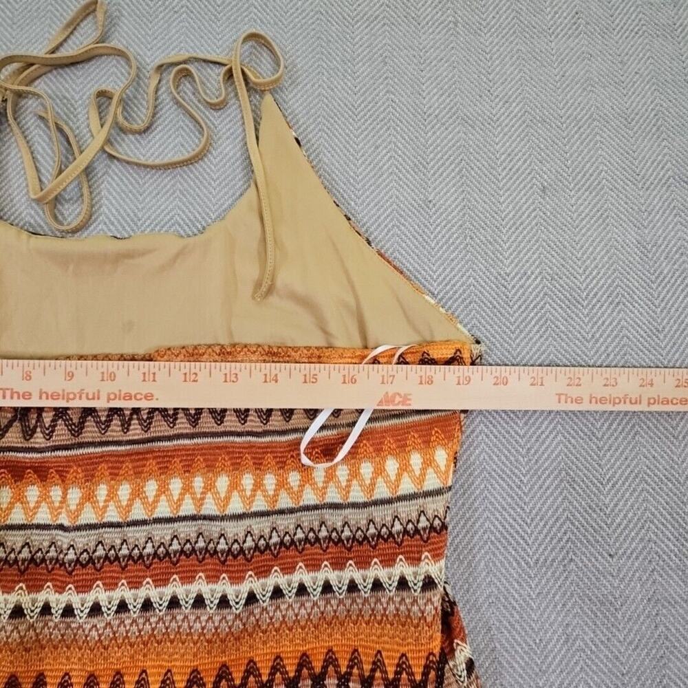 Resortwear Crochet Midi Dress 4XL Bodycon Zig-Zag Boho Chic Modern Halter Orange - Picture 14 of 16